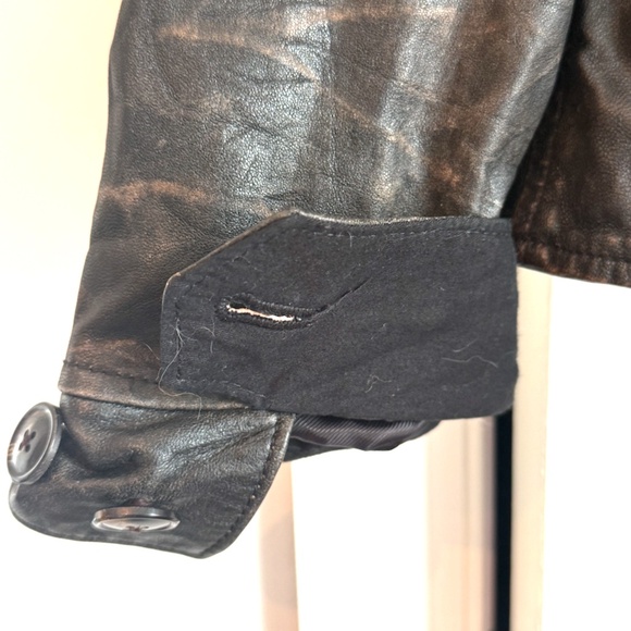 Dylan Los Angeles Womens Embellished Leather Jacket Medium Dark Brown Distressed - Picture 6 of 12